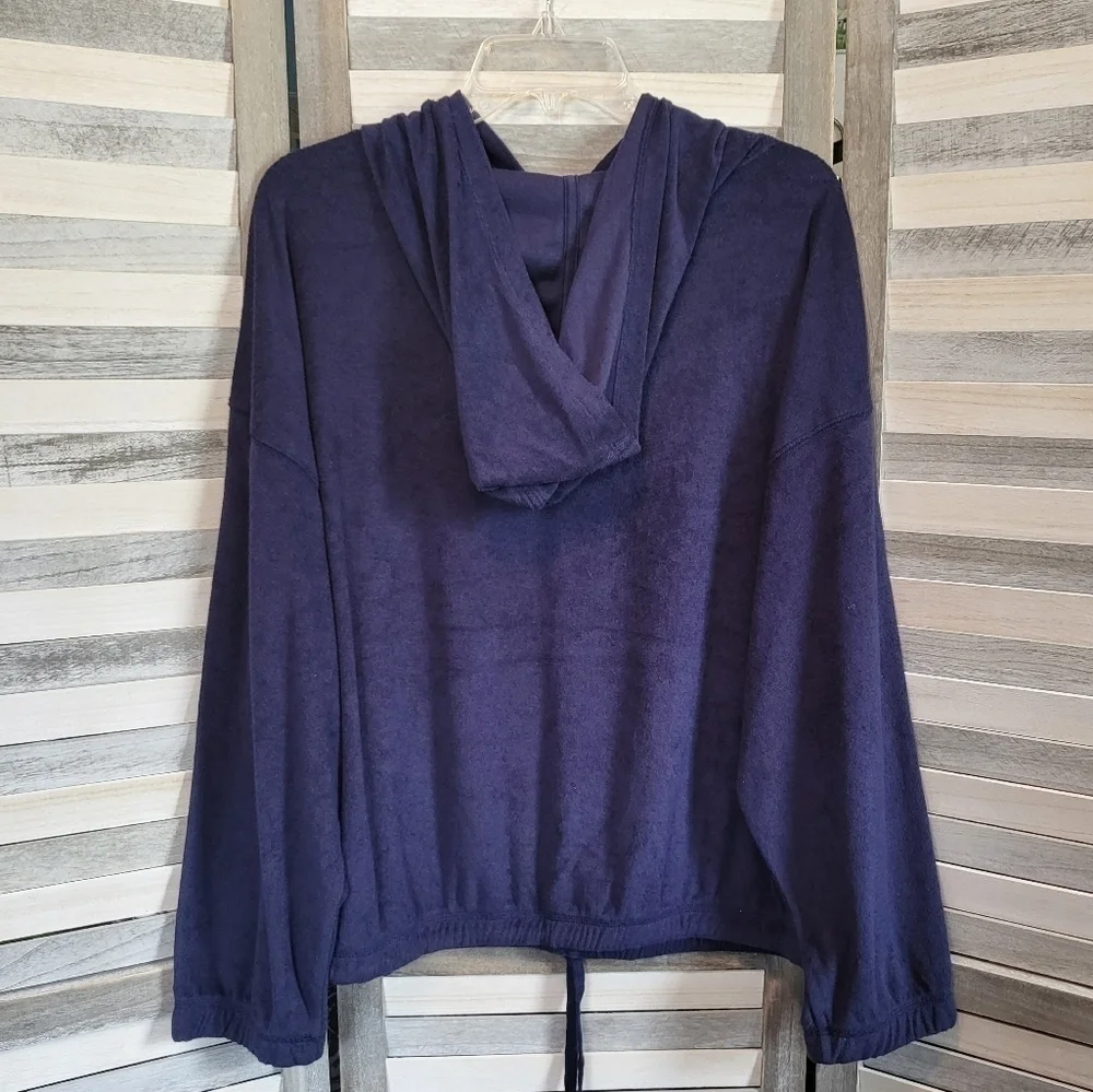 Women's Plus Size Long Sleeve Terry Hooded Shirt | Ava & Viv | 2X - Picture 6 of 14